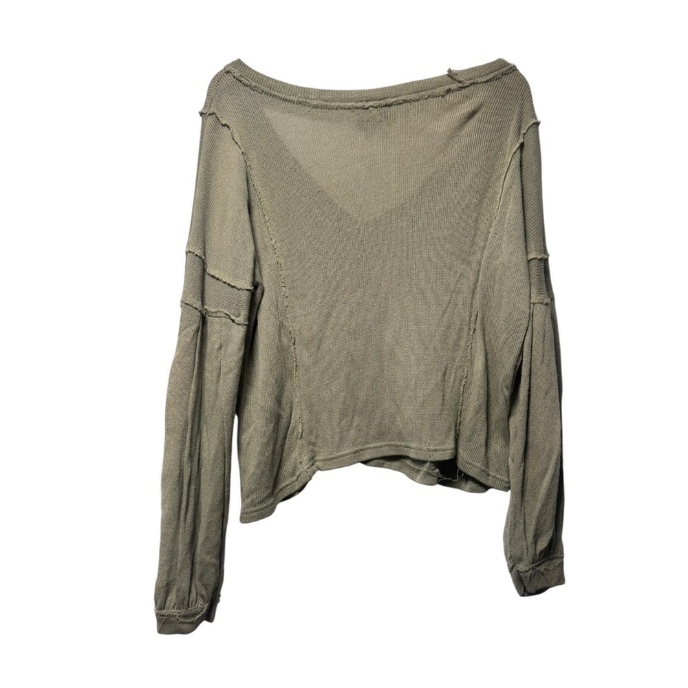 VICI Olive Green V-Neck Cropped Knit Top Size Small - Picture 2 of 3